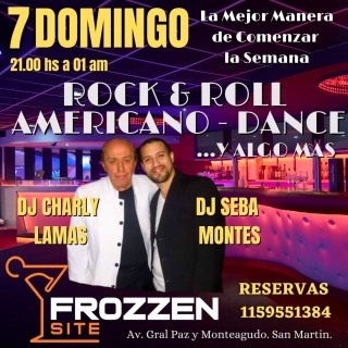 ESTE DOMINGO ARRANCAS LA SEMANA COMO MAS TE GUSTA... A PURO ROCK Y AMERICANO.
Desde las 21 y hasta las 01 am. Un nuevo encuentro de amigos en "FROZZEN SITE"
HACE TUS RESERVAS, ULTIMOS LUGARES DISPONIBLES.
1150551384