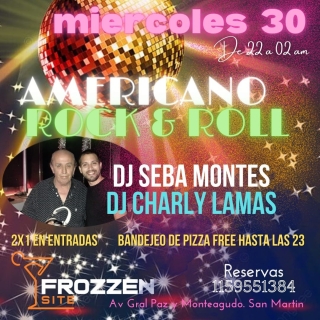LA MEJOR MANERA DE CORTAR LA SEMANA
ESTE MIERCOLES
21 a 22 hs. Clases de Americano a cargo del Profesor Miguel Truel
...y de 22 a 02 puro Rock & Roll y Americano de la mano de Dj Seba Montes y el Historico Charly Lamas
Te lo vas a perder?
Hace tus reservas quedan muy pocos lugares.