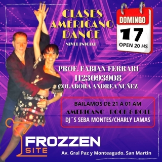 "APRENDEMOS Y NOS DIVERTIMOS BAILANDO"
ESTE DOMINGO DE 20 A 21HS. AMERICANO DANCE DE LA MANO DE FABIAN FERRARI, COLABORA ANDREA NUÑEZ.
CADA DOMINGO UN ESTILO DIFERENTE.
RECORDA CONCURRIR CON 15 MIN DE ANTELACION.