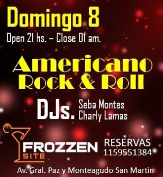 Ultimos lugares disponibles para esta noche.
Te la vas a perder?
AMERICANO Y ROCK & ROLL
La Mejor Forma de Empezar la Semana.